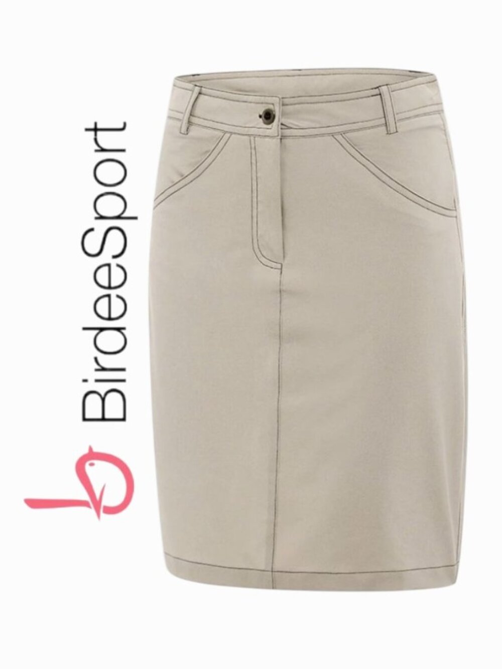 BirdeeSport Contrast Stitch Golf Skort Cream with Black Stitching 16 AU/12 US